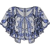 SWEETV Women's 1920s Flapper Shawl,Sequin Beaded Shawls and Wraps for Evening Dresses/Party/Wedding/Formal/Harlem night