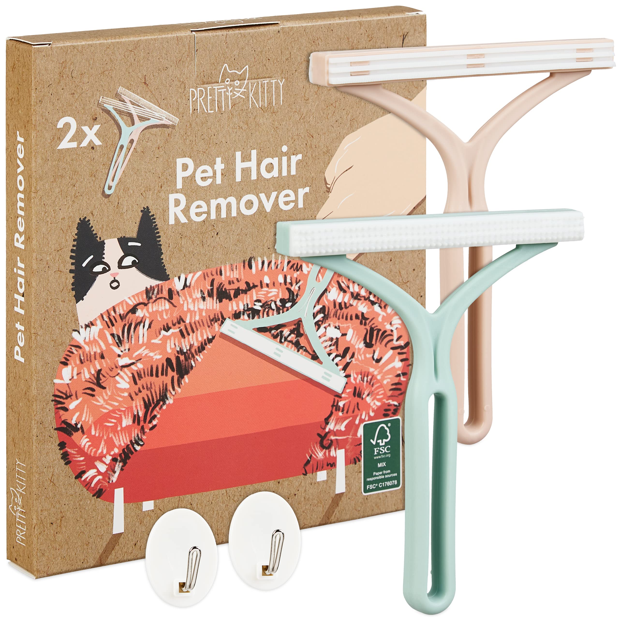 Photo 1 of Pretty Kitty Pet Hair Removal Set: 2X Pet Hair Remover for Couch – Pet Hair Remover for Carpet – Cat Hair Remover Brush Cleaner Tool – Hair Scraper