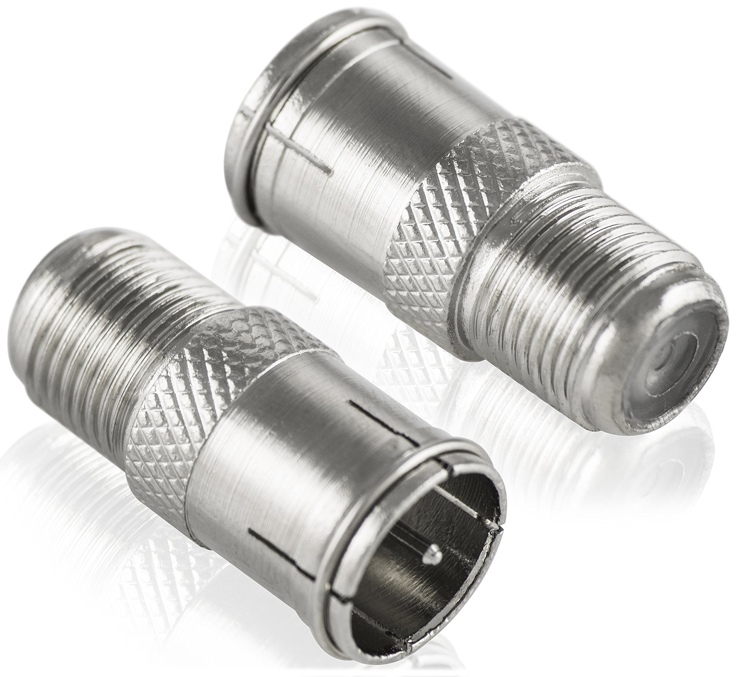 Poppstar 2x SAT F-Quickstecker (Coax quick connector: F-socket to F-plug) Coupling for coaxial cable - Antenna cable, silver