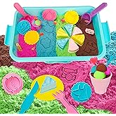 Carolart Sensory Bin,Ice Cream and Cakes Sensory Kit,Kids Play Sand Kit,Sandbox with Sensory Sand Girls and Boys,Sensory Toys for Kids 3 4 5 6 Year Old