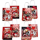 WPVTRA 12pcs Football 49 Party Gift Bags with Handles,Football Birthday Party Supplies for Party Decorations.