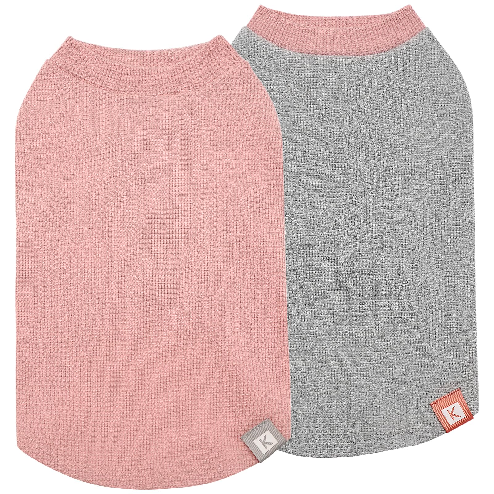 Photo 1 of Size XL--KYEESE 2Pack Dog Shirts Waffle for Small Dogs Stretchy T-Shirts Lightweight Tank Top Sleeveless Dog Vest Breathable, X-Large, Pink+Grey