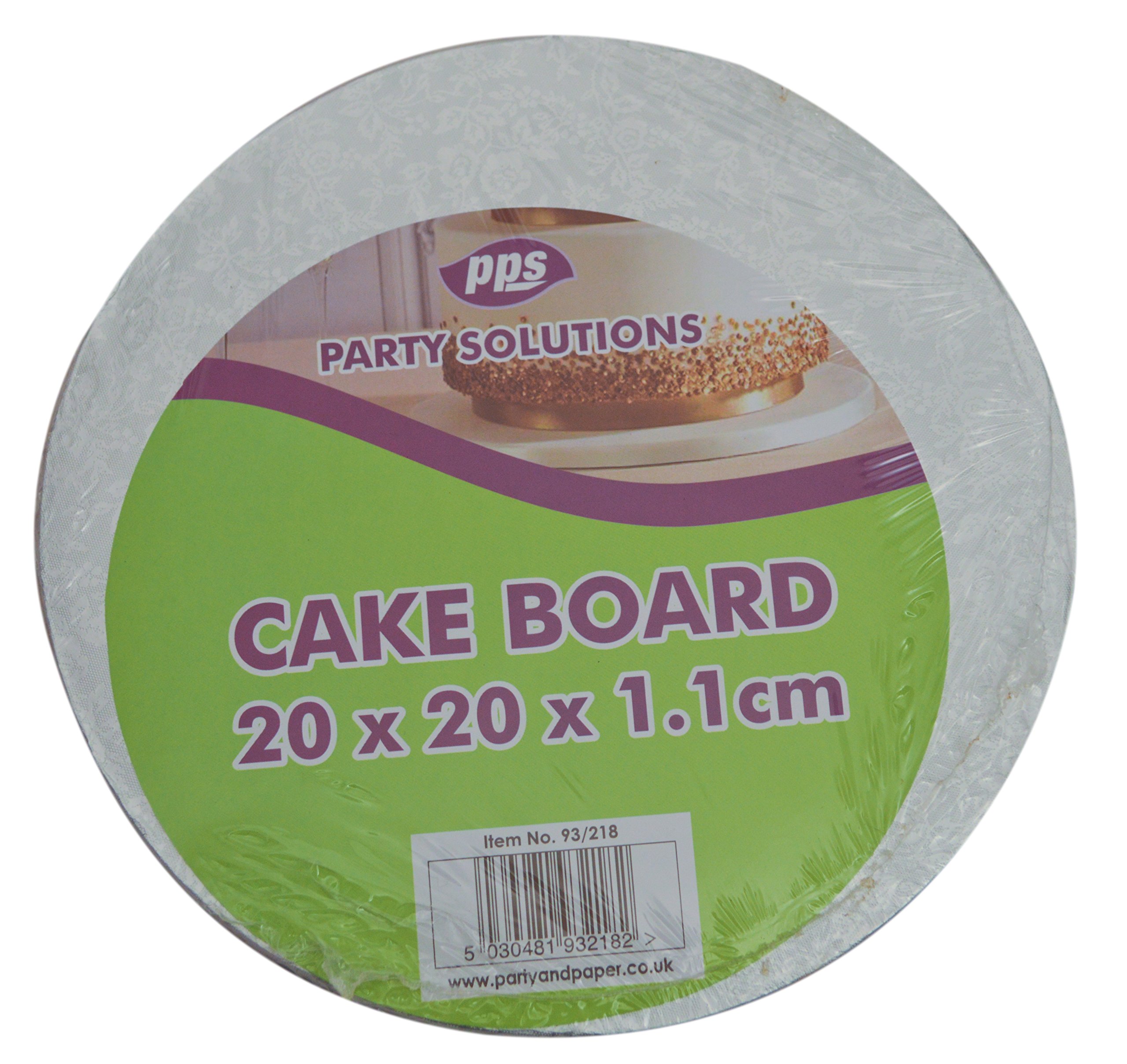 1 x ROUND CAKE BOARD DRUM - 20 x 20 x 1.1cm (8 INCH) approx - floral embossed elegant decoration