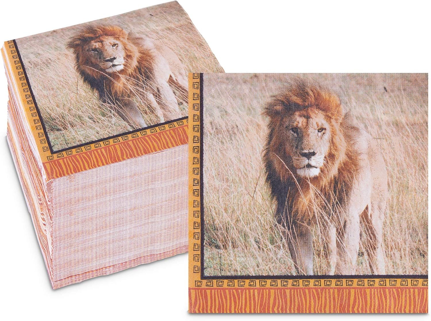 Safari Birthday Party Paper Napkins with Lions (6.5 x 6.5