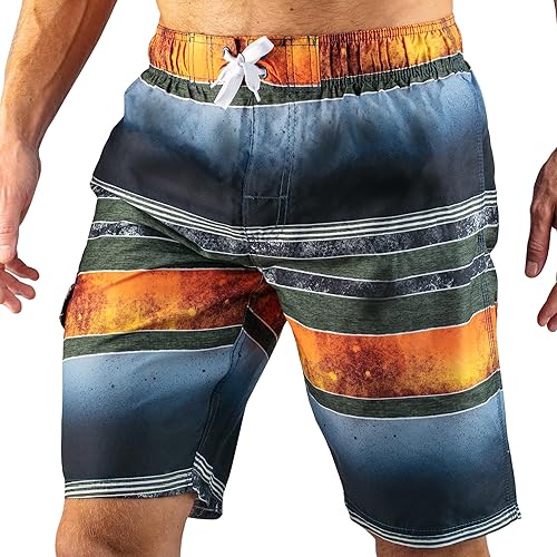 Kanu Surf Men's Standard Barracuda Swim Trunks (Regular & Extended Sizes), Mileage Navy/Orange, 4X