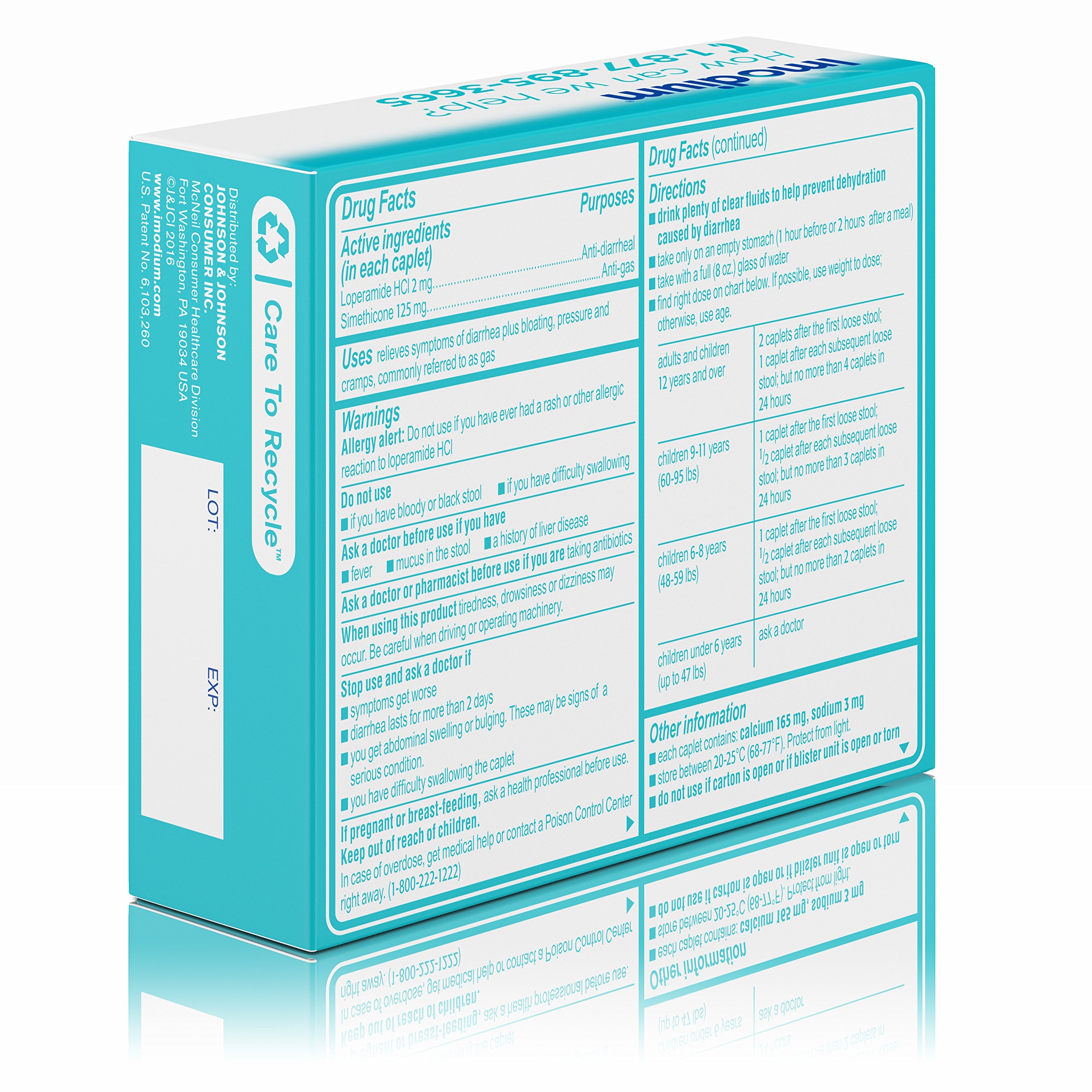 Imodium MultiSymptom Caplets for Diarrhea Relief with Gas, Bloating