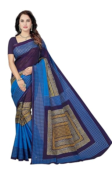 Womens Pure Cotton Printed Saree with Blouse Piece (SSKR5014_Blue)