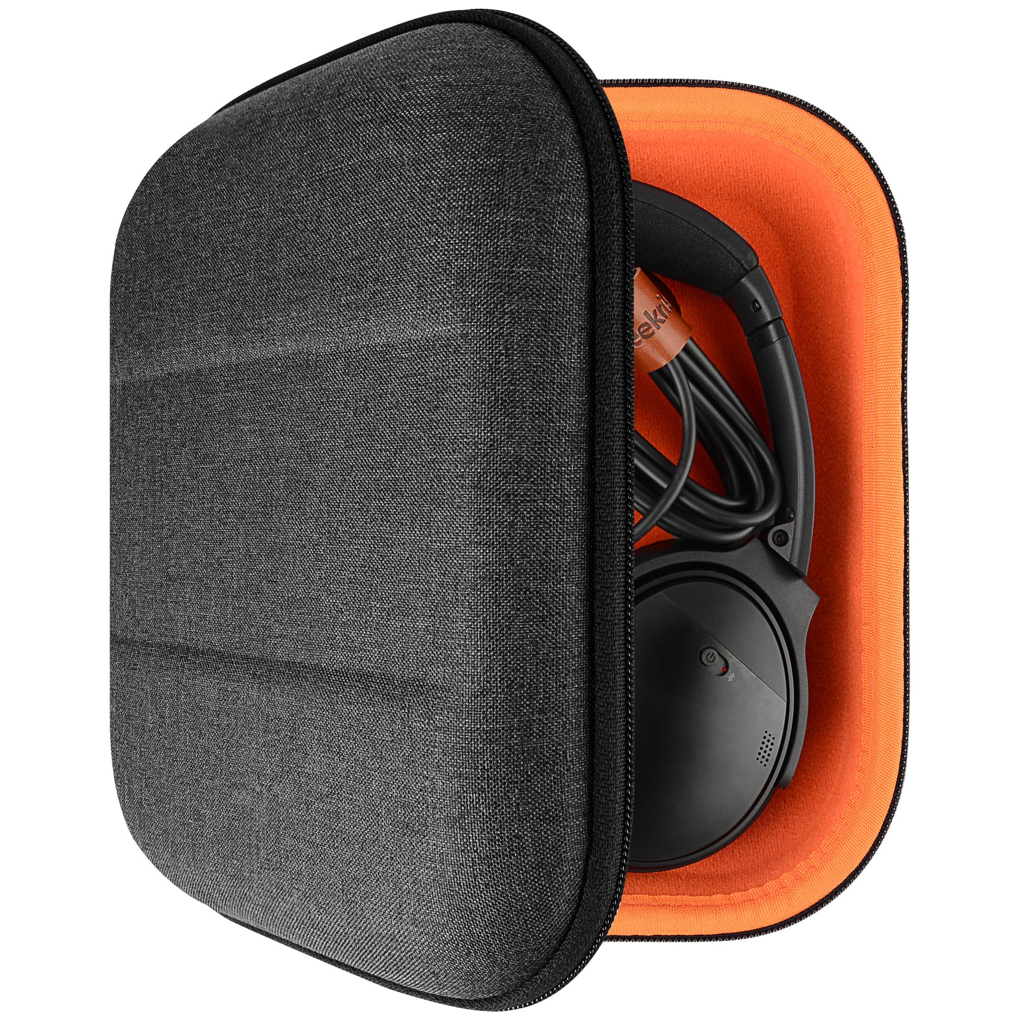 Geekria Shield Headphones Case Compatible with Bose QC Ultra II, QuietComfort 35 II Gaming Headset, QC35, Replacement Hard Shell Travel Carrying Bag with Cable Storage (Dark Grey)