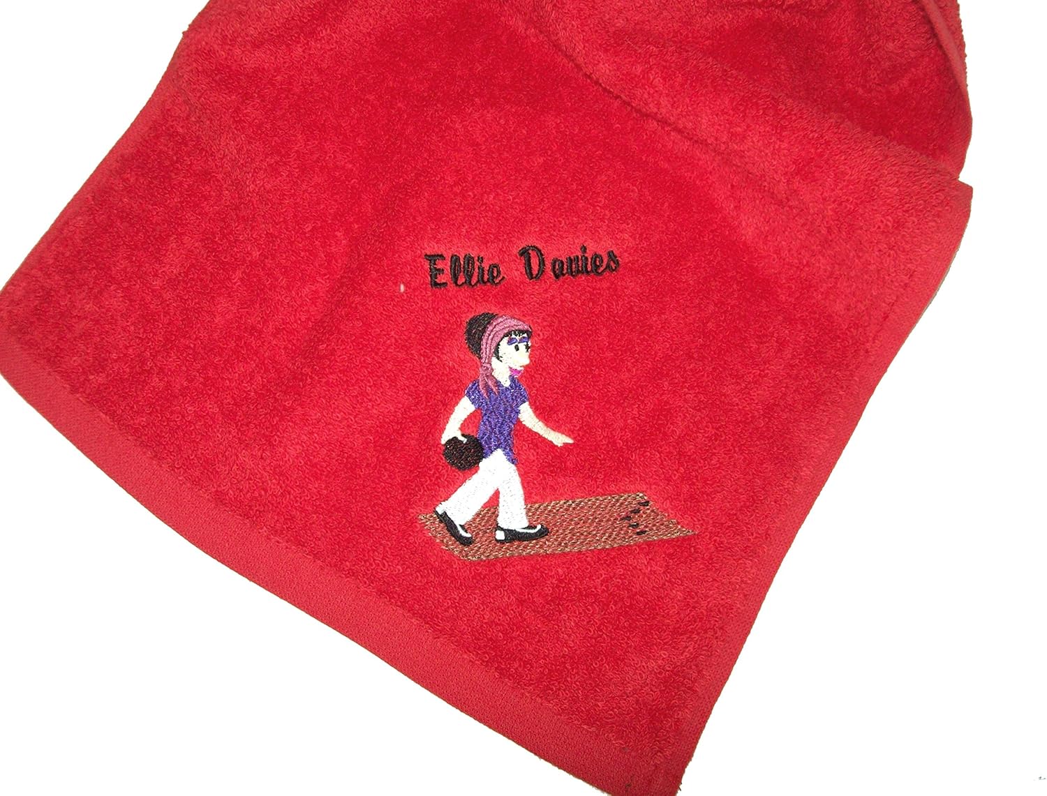 Personalised Bowls Towel Embroidered Lady Bowler Design, Lawn, Crown