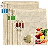 KerKoor Reusable-Cotton-Mesh-Produce-shopping-Bags-Washable Eco Friendly Premium See Through Lightweight Net zero Bulk Bags f