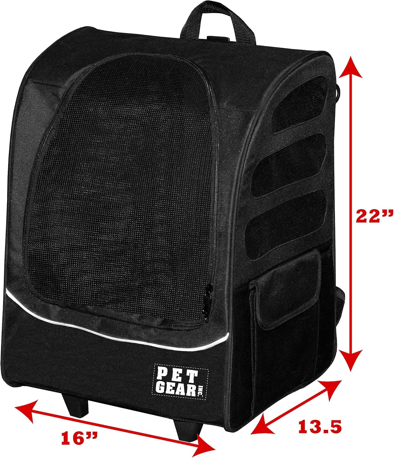 Pet Gear I-GO2 Roller Backpack, Travel Carrier, Car Seat for Cats/Dogs, Mesh Ventilation, Included Tether, Telescoping Handle, Storage Pouch : Carriers For Large Cats : Pet Supplies