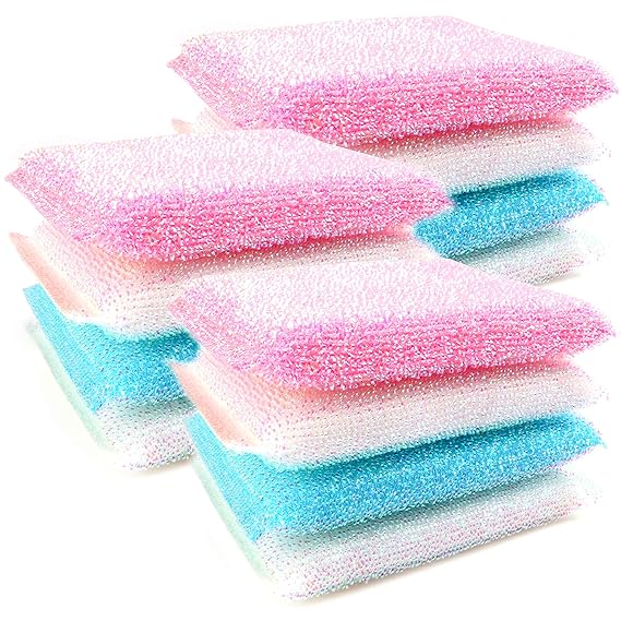 12x Non Scratch Pearl Scouring Sponge Pads Designed for Non Stick Pots