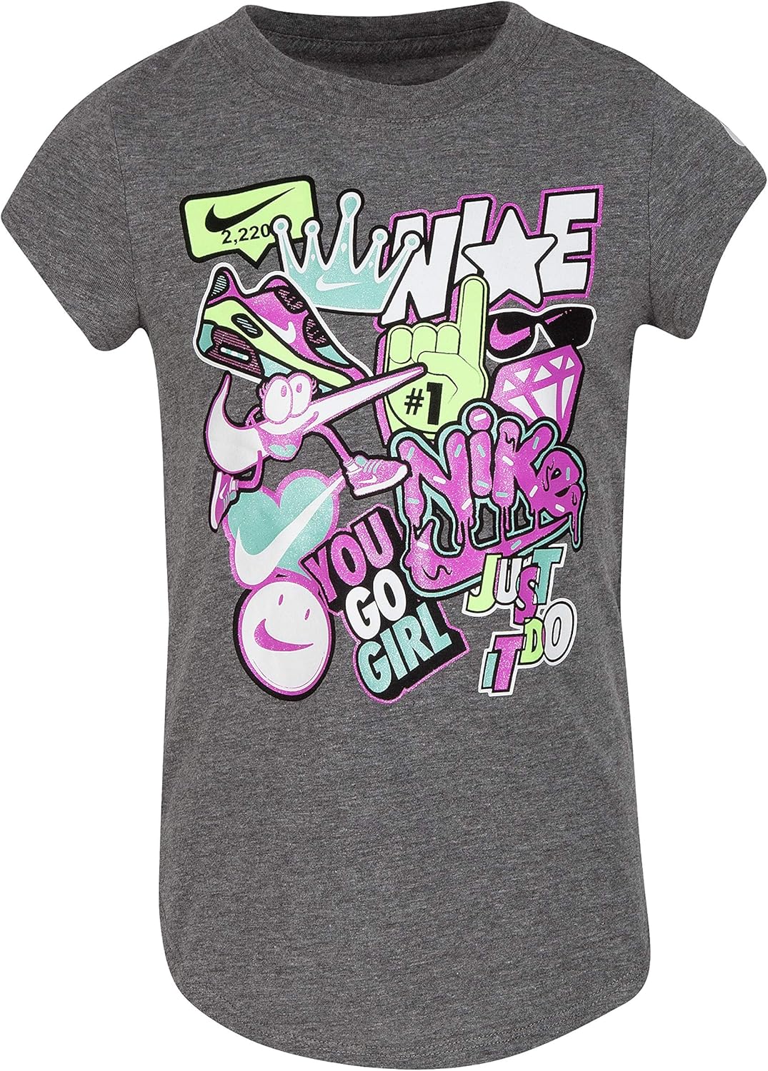 Buy Nike Girl's Regular Sticker Logo TShirt at Amazon.in