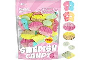 PICKMIX CANDY SWEDEN BUBS Swedish Candy Mix 1 Pound Bag With 6 Flavor Variety, Sweet & Sour Skulls, Ovals & Tutti Frutti Rombs