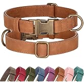 Didog Soft PU Leather Dog Collar for Large Dogs, Quick Release,Lightbrown L | Comfort &amp; Stylish, Metal Buckle &amp; D-Ring, Easy Wipe Clean, for Daily Walking Hiking Camping Training, Adjustable Neck 16-22"