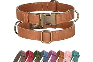 Didog Soft PU Leather Dog Collar, Stylish Quick Released Dog Collars for Small Dogs, Easy Clean Adjustable Pet Collar for Daily Walking, Light Brown, S Fit 10-16" Neck