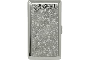 STEPHANIE IMPORTS Silver Victorian Print (Full Pack 120s) Metal-Plated Cigarette Case & Stash Box
