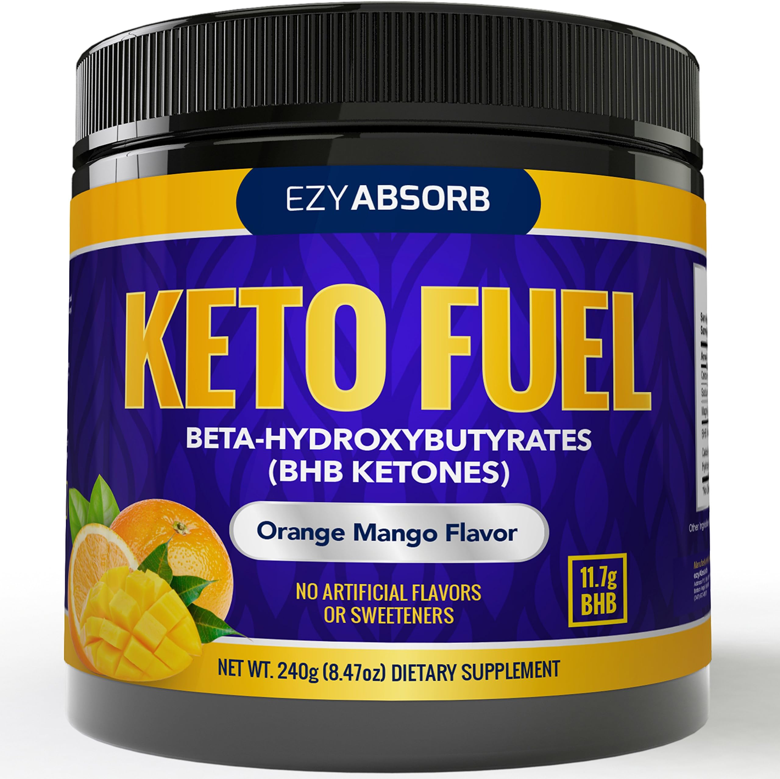 EzyAbsorb Keto BHB Ketones Salts - Exogenous Keto Complex - The Perfect Keto Snack and Keto Drink Formulated for Keto Base, Keto Diet, Keto Meal, Instant Ketones