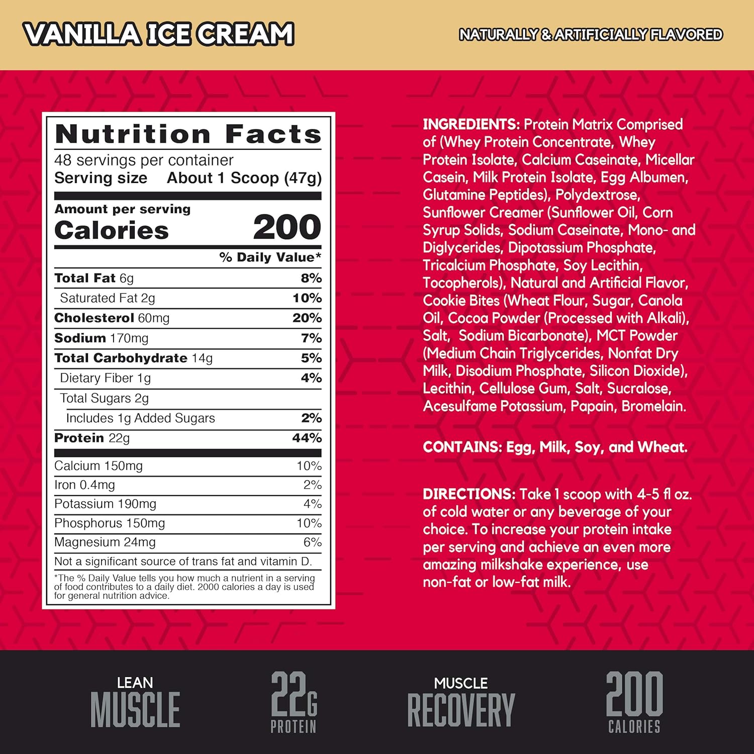 BSN SYNTHA-6 Whey Protein Powder, Micellar Casein, Milk Protein Isolate Powder, Vanilla Ice Cream, 48 Servings (Package May Vary): Health & Personal Care
