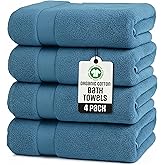 TOWELTIQUE- Organic Cotton Luxury Bath Towels Pack of 4 GOTS & Oeko- TEX Certified | Premium Soft, Absorbent & Quick-Drying Towels for Bathroom, Gym, Spa & Hotel Use – Turquoise