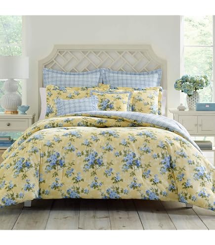 Laura Ashley - King Duvet Cover Set, Reversible Cotton Bedding
