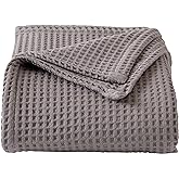 100% Cotton Waffle Weave Bed Blanket | Soft, Breathable, and Lightweight Blanket for All-Season | Perfect for Layering | Brielle Collection (Full/Queen, Charcoal)