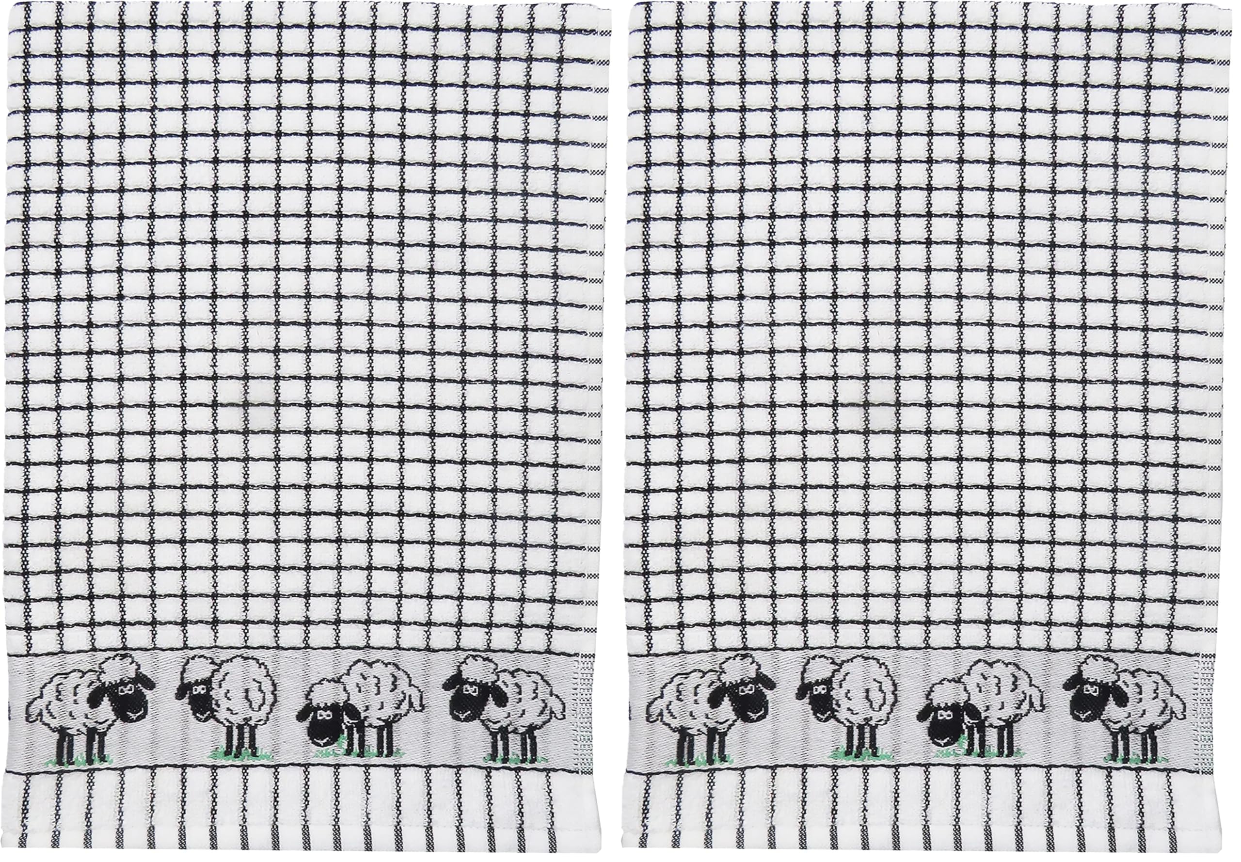 Samuel Lamont & Sons Poli-dri Jacquard Tea Towel Black Sheep, Size 50cm x 70cm, 100% Cotton Terry Towelling, Ultra-absorbent & Super Soft, Machine washable, Black, One Size (Pack of 2)