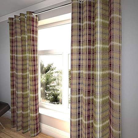 Rollos Gardinen Vorhange Heavyweight Faux Wool Red Wine Tartan