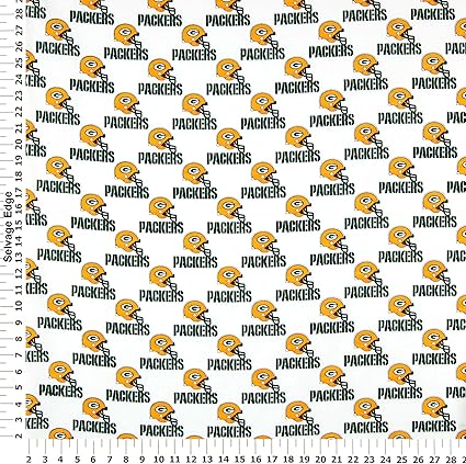 Amazon Com Nfl Green Bay Packers Cotton Fabric White Gold Sold By The Yard