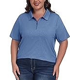 MoFiz Plus Size Golf Polo Shirts for Women Zip Up Short Sleeve Collared Tennis Workout Tops Sport Athletic Activewear XL-5XL