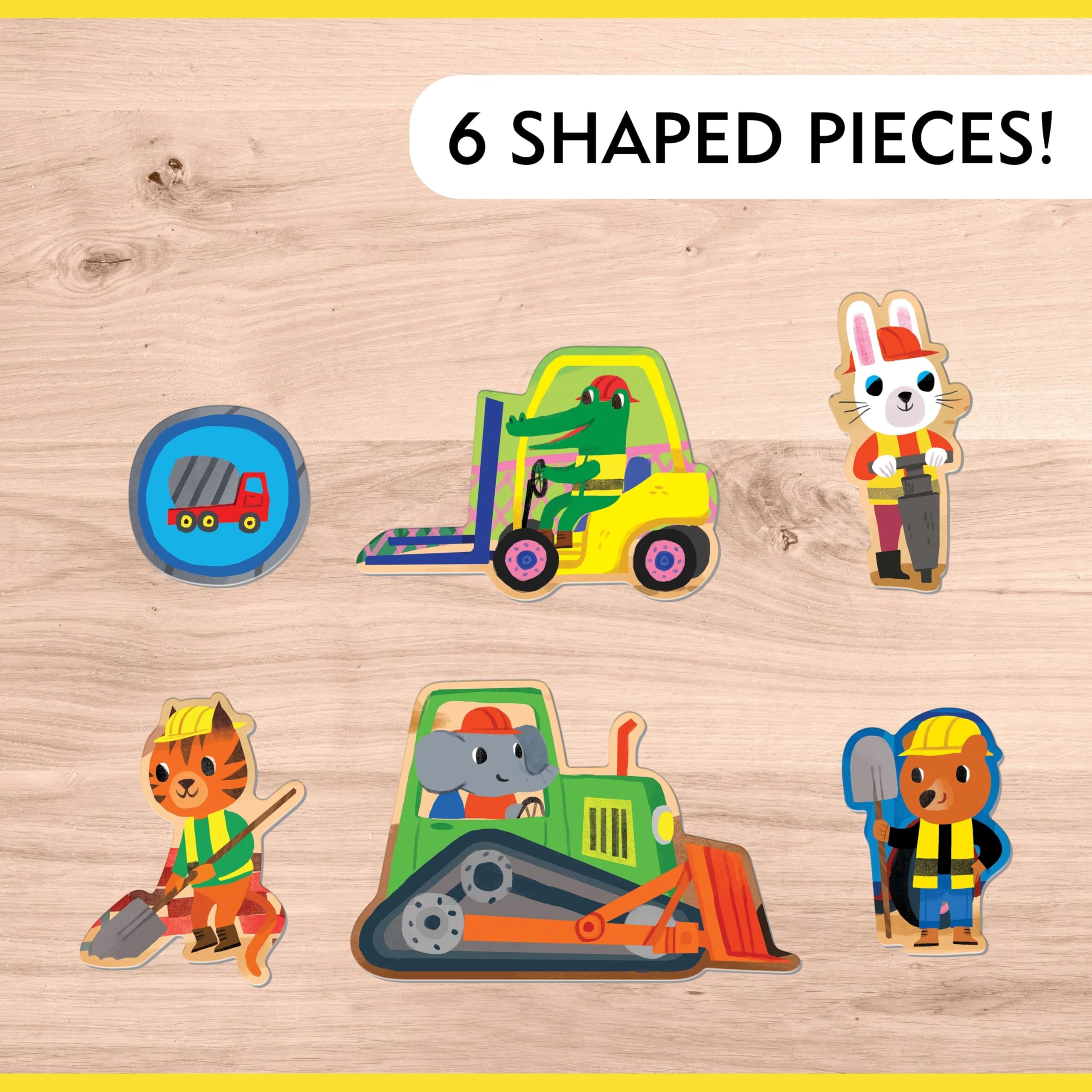 Mudpuppy’s Construction Site 25 Piece Floor Puzzle, Features 25 Colorful, Oversized Pieces, Includes 6 Special Shaped Pieces of Animal Workers, Bulldozers and More, Ages 2+, Great Gift Idea!
