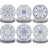 60Pcs Blue and White Flower Party Paper Plates 9 Inch Disposable Heavy Duty Blue White Chinoiserie Floral Dessert Plates Vintage Porcelain Decorations for Wedding Baby Shower Birthday Party Supplies