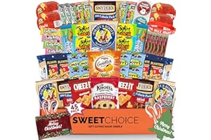 SWEET CHOICE GIFTBASKETS Christmas Snack Box Variety Pack (45 Count) - Holiday Snacks Variety Pack for Adults, Kids & Teens - Merry Christmas Snack Care Package with Chips, Cookies and Treats for Gifting & Family Sharing