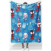 Jay Franco Kids Christmas Plush Throw Blanket – 40 x 50 Inch Soft & Cozy Fleece Throw for Holiday Bedroom & Couch Décor, Official Licensed Product, Blue - Spidey and Friends