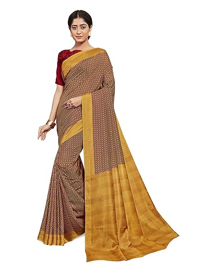 Divaastha Mustard Malbari Silk Abstract Saree with Blouse Piece (VSI1006MUSTARD)