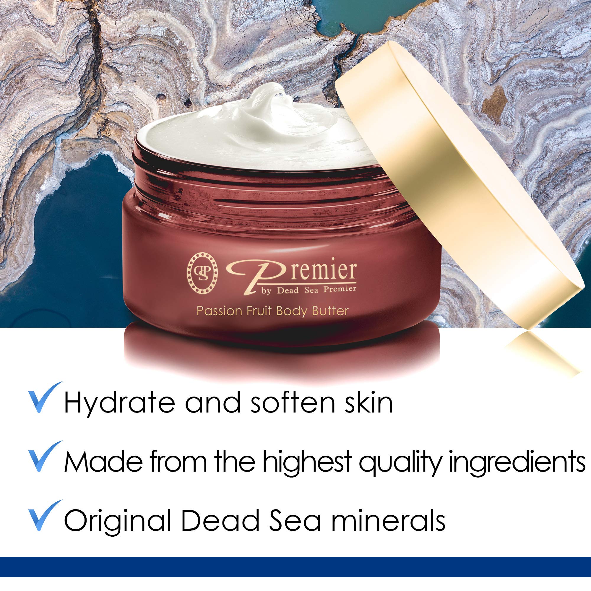 Premier Dead Sea Aromatic Body Butter – Passion Fruit, Hydrating Shea Body Butter for Women & Men, Moisturizing, Firming & Anti-Aging Cream for Dry Skin, Hand & Body, 5.95 Fl.oz