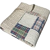 Greenland Home Oxford 100% Cotton Throw Blanket, Tan 50 x 60 in