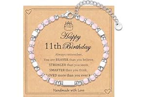 IKIATY 6-21 Years Old Girls Birthday Gifts, Tiny Beaded Bracelets Gifts for Daughter Granddaughter Niece Friends with Happy 6th-21st Birthday Card