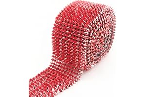 AEAOA 1 Yard Sew Stitch On Spike Stud Cone Flatback Punk Rock Trim mesh Bead Craft (Red)