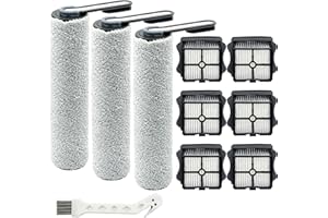 CLEANCRAFTER Brush Rollers and Filters Replacement Compatible with Tineco S5 Series (S5, S5 Pro, S5 Pro 2, S5 Blue) Cordless Wet Dry Vacuum Cleaner - 3 Roller Brushes, 6 Vacuum Filters, 1 Cleaning Tool