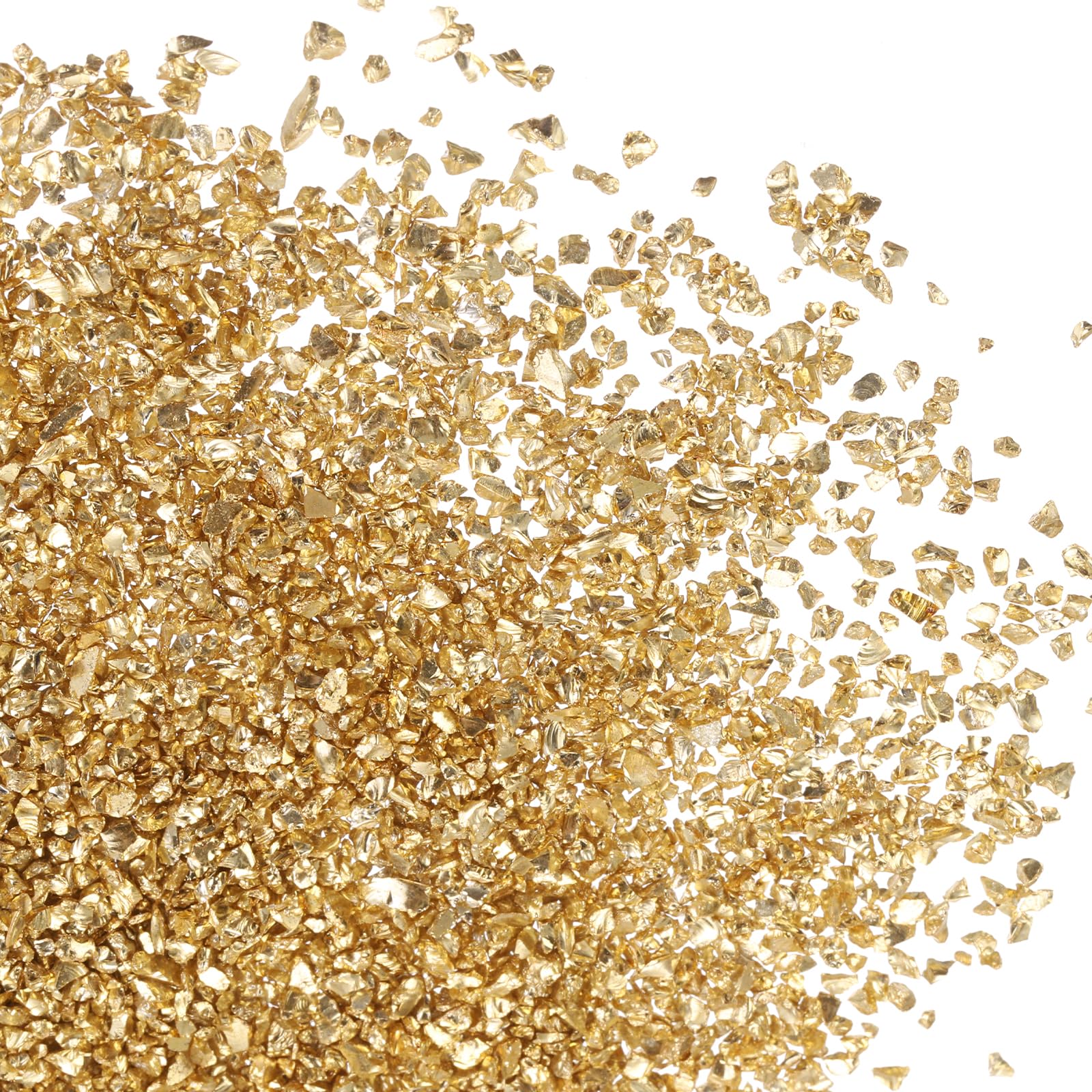 PATIKIL 200g Crushed Glass Glitters, 2-4 mm Colorful Irregular Glass Chips Chunky Glass Glitters Stones for Nail Art DIY Craft Jewelry, Light Gold