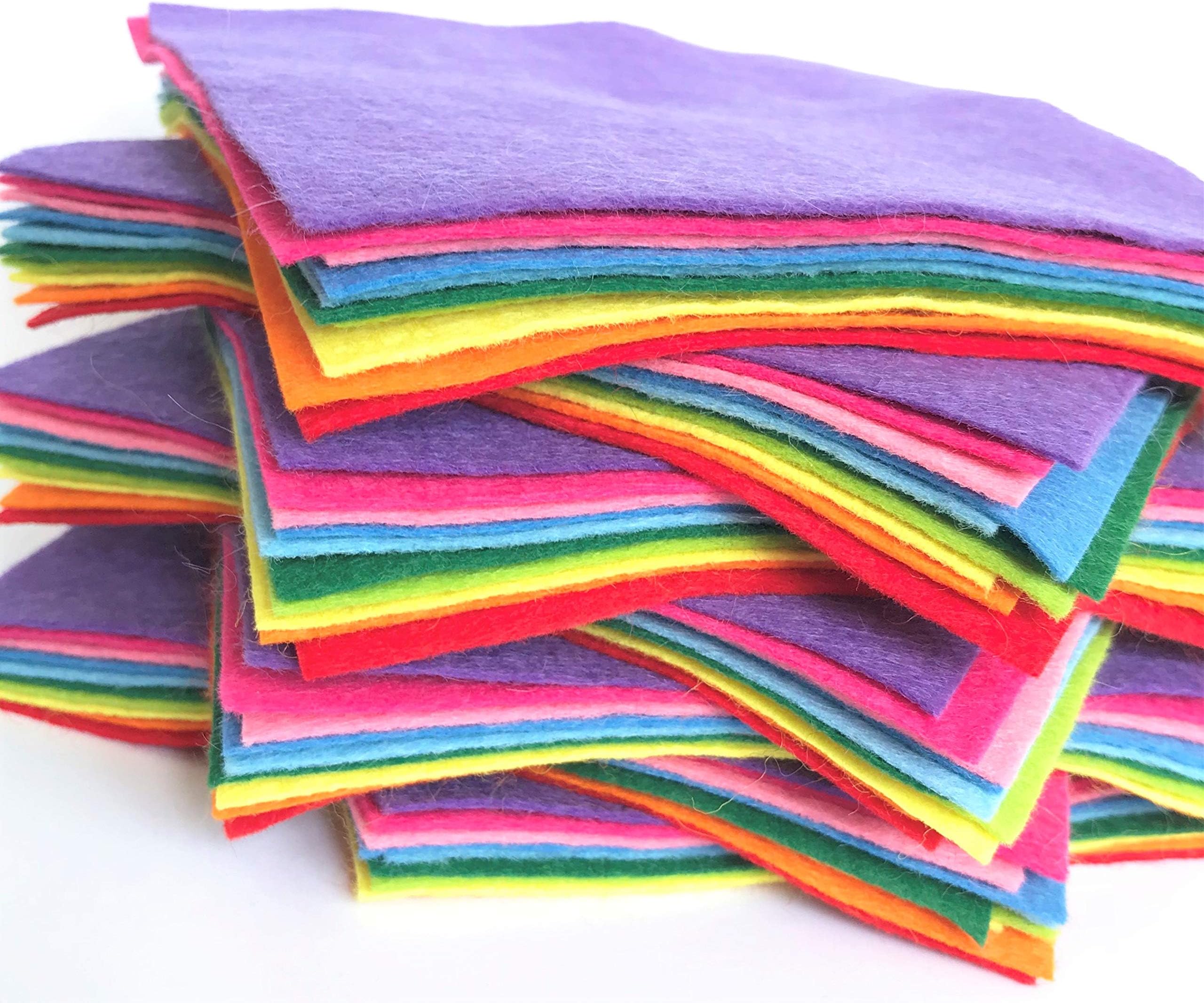 Over The Rainbow Collection Wool Blend Craft Felt - 10 Sheets of Felt - 1mm Thick - Soft Craft Felt (9x4.5 inch / 22x11cm Sheets)
