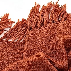 PANDATEX Thick Chunky Orange Knitted Throw Blanket