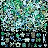 Kikonoke 100 Pieces 3D Resin Butterfly Bear Nail Charms Rose Flower Peach Skirt Bow Deer Snake Rabbit Animal Shaped Nail Art Rhinestones Pearls for DIY Nail Art Decoration Making Craft (Green)