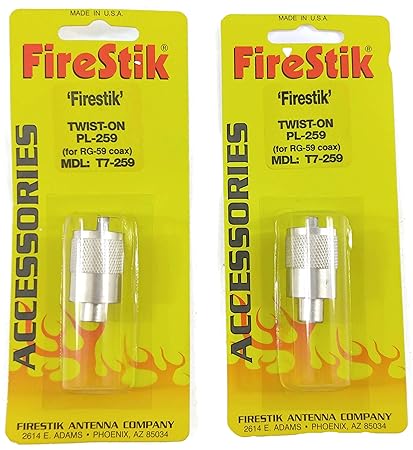 Amazon.com: Pack of 2 Firestik T7-259 CB Radio PL-259 Screw On RG8X/RG59 Coax Cable End Connector: Home Audio & Theater