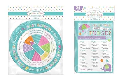 Amscan Spinner Baby Shower Game and Whats in Your Purse Baby Shower Game bundled by Maven Gifts