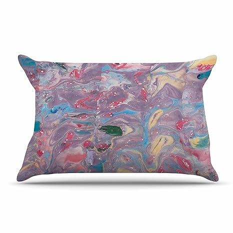 Danii من Kess Inhouse Pollehn متوفر باللون الوردي على شكل رخام بلون أرجواني وردي اللون من الرسم وسادة أميرة الشام مقاس 40 سم 50 سم Amazon Ae