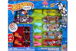 Hot Wheels Skate Rippin' Tricks Pack - 8 Fingerboards and 4 Pairs of Skateboard Shoes with Tony Hawk Inspired Designs, for Ages 5 and up, HMY19