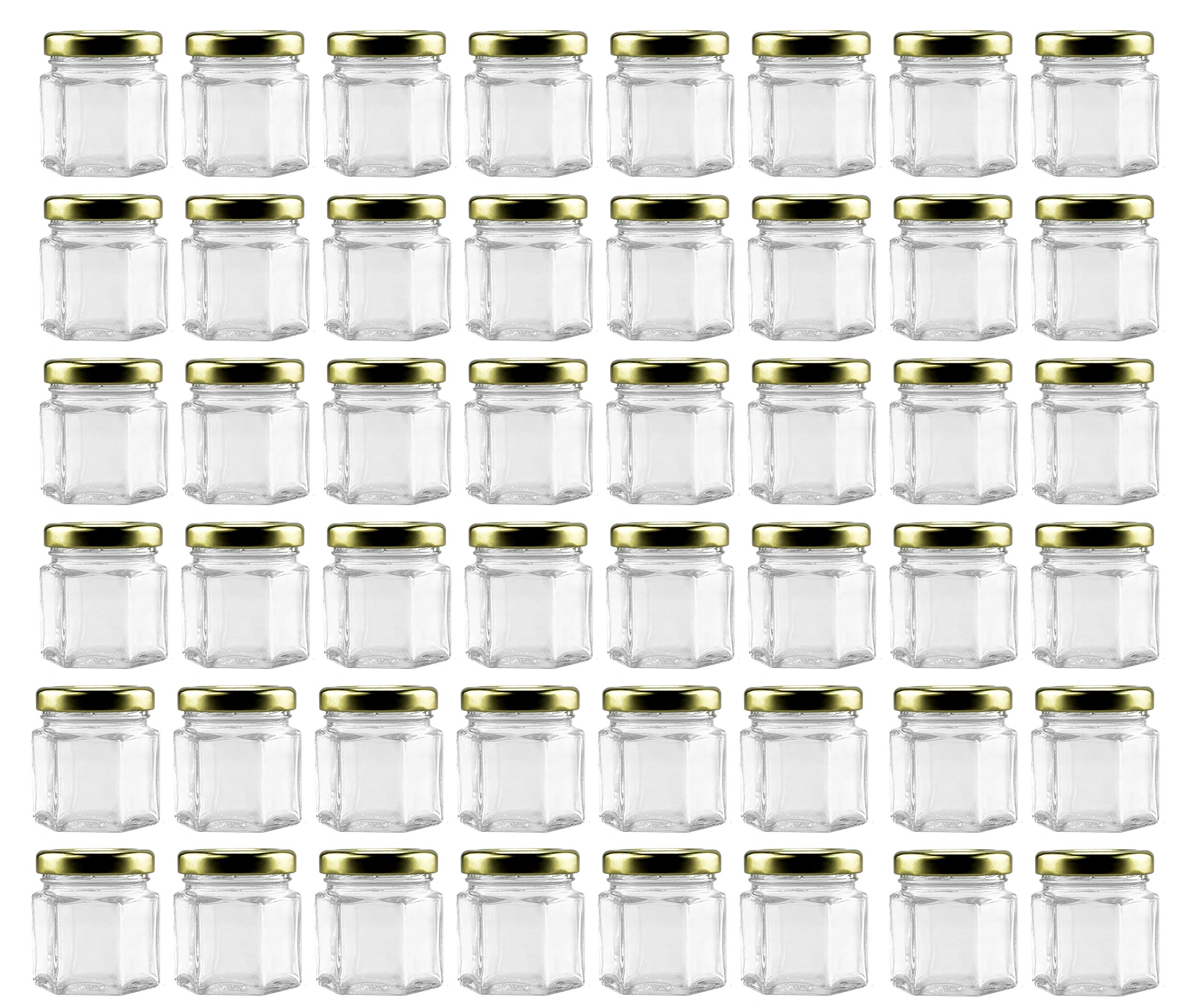 Mini Hexagon Glass Jars 1 5oz 48 Pack Tiny Hex Jars With Gold Lids For Spices Gifts Party Favors Diy And More 3 Tablespoon Capacity Buy Online In Bahamas At Bahamas Desertcart Com Productid 157886104