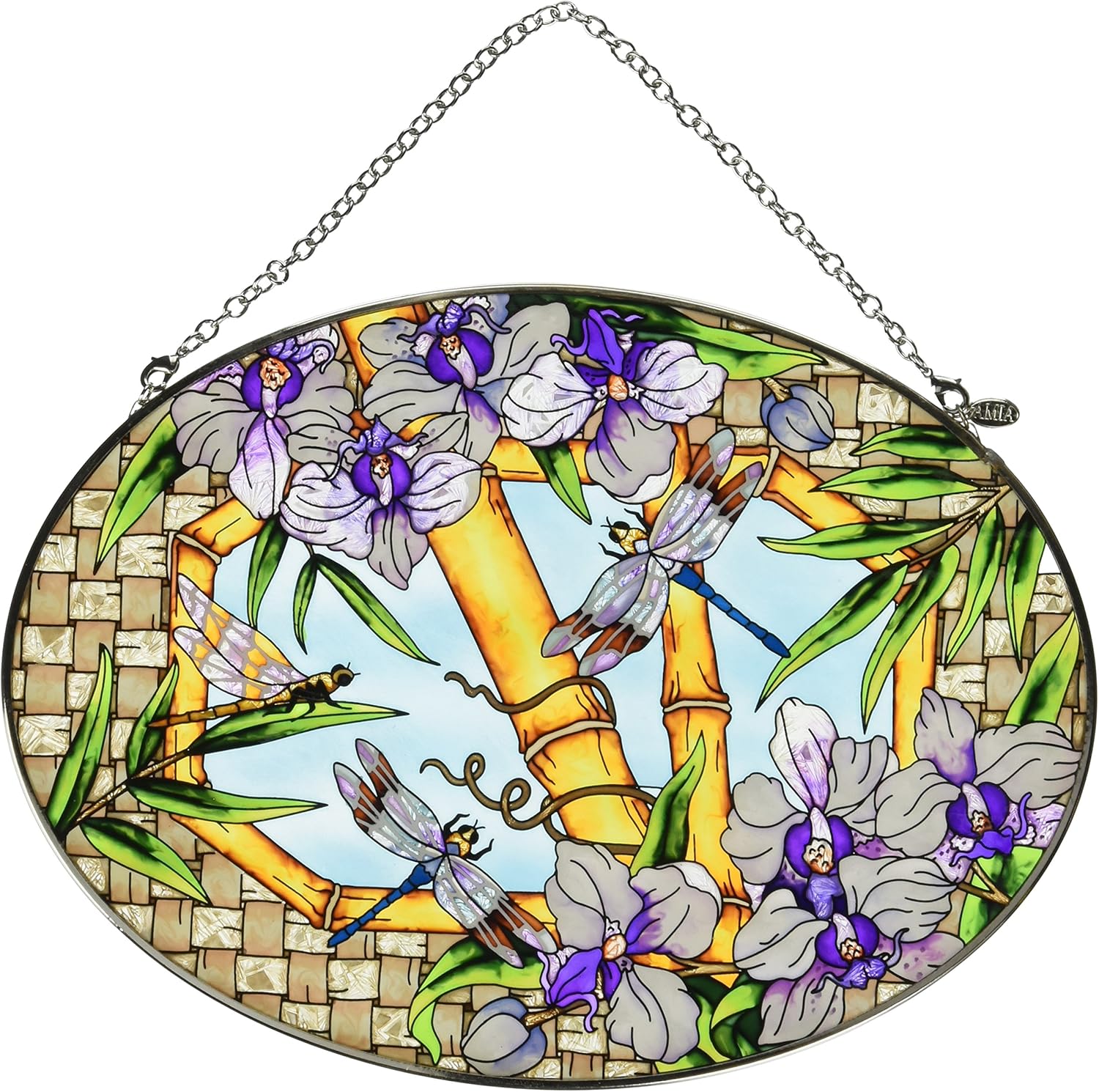 Amia 6391 Oval Suncatcher with Dragonfly Design, Hand